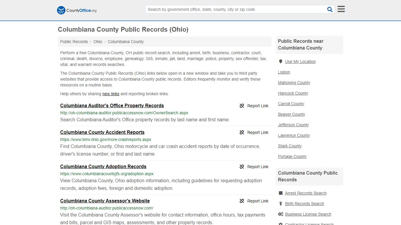 Columbiana County Public Records (Ohio) - County Office